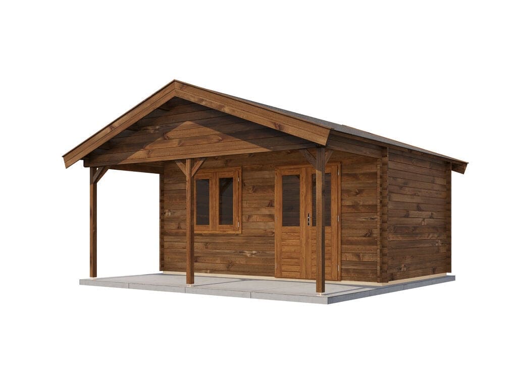 Lugarde Select Blokhut met Overkapping Heerde 500x300cm + 200cm - Behandeld