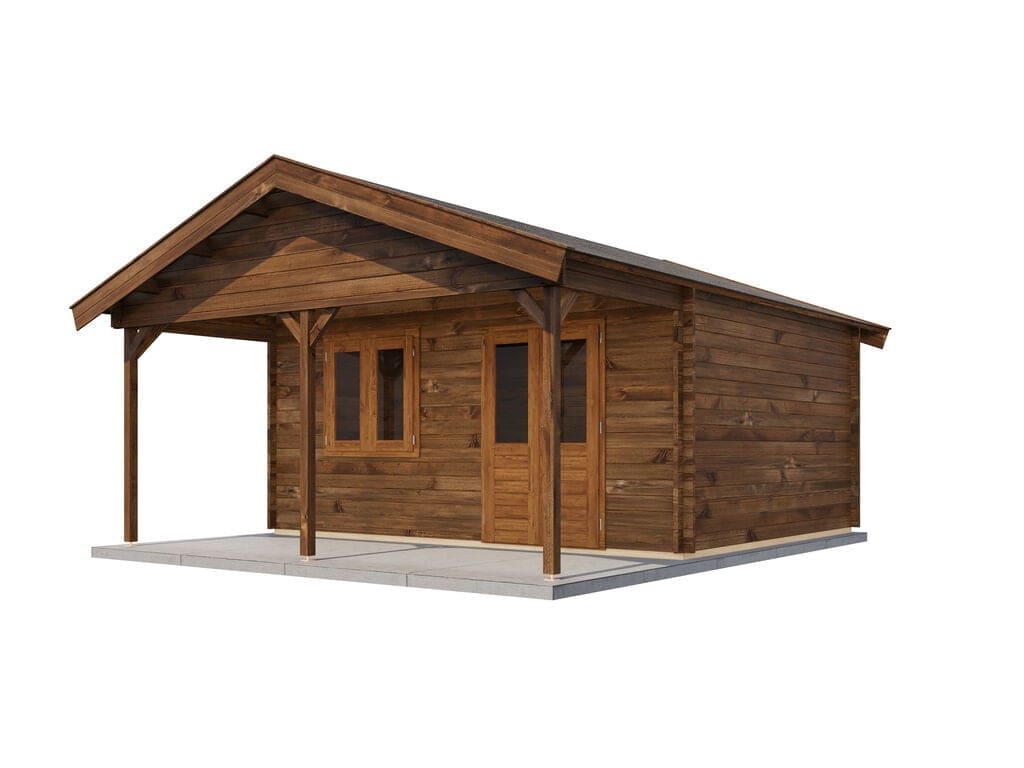 Lugarde Select Blokhut met Overkapping Bennekom 500x400cm + 200cm - Behandeld