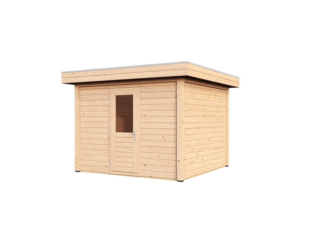 Lugarde Select Modern tuinhuis 44mm met Overkapping Nunspeet 300x300cm + 300cm - Onbehandeld