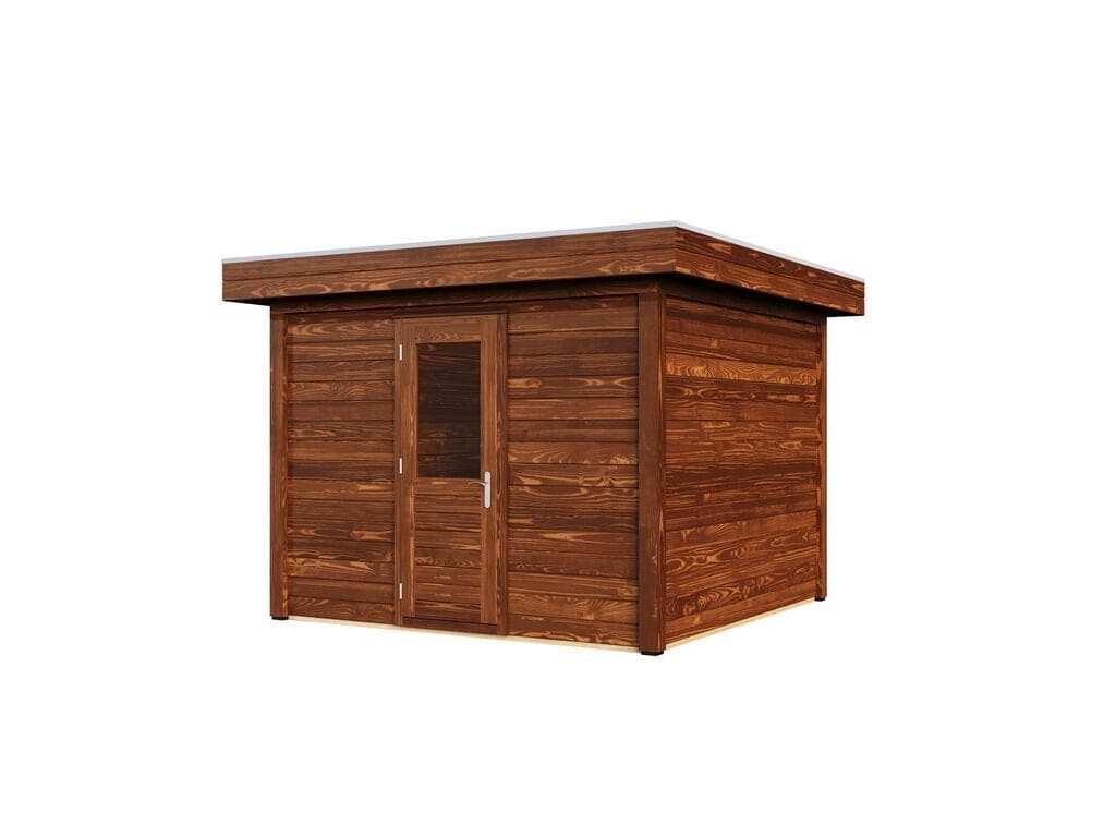Lugarde Select Modern tuinhuis 44mm met Overkapping Nunspeet 300x300cm + 300cm - Behandeld