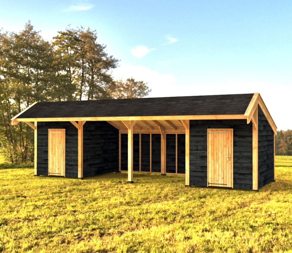 Woodvision Kapschuur Modulair Kennemerland 1400x310 geïmpregneerd (4 vakken)