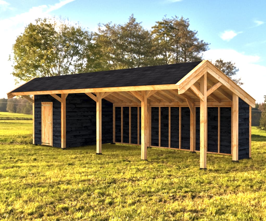 Woodvision Kapschuur Modulair Maasland 1400x310 geïmpregneerd (4 vakken)