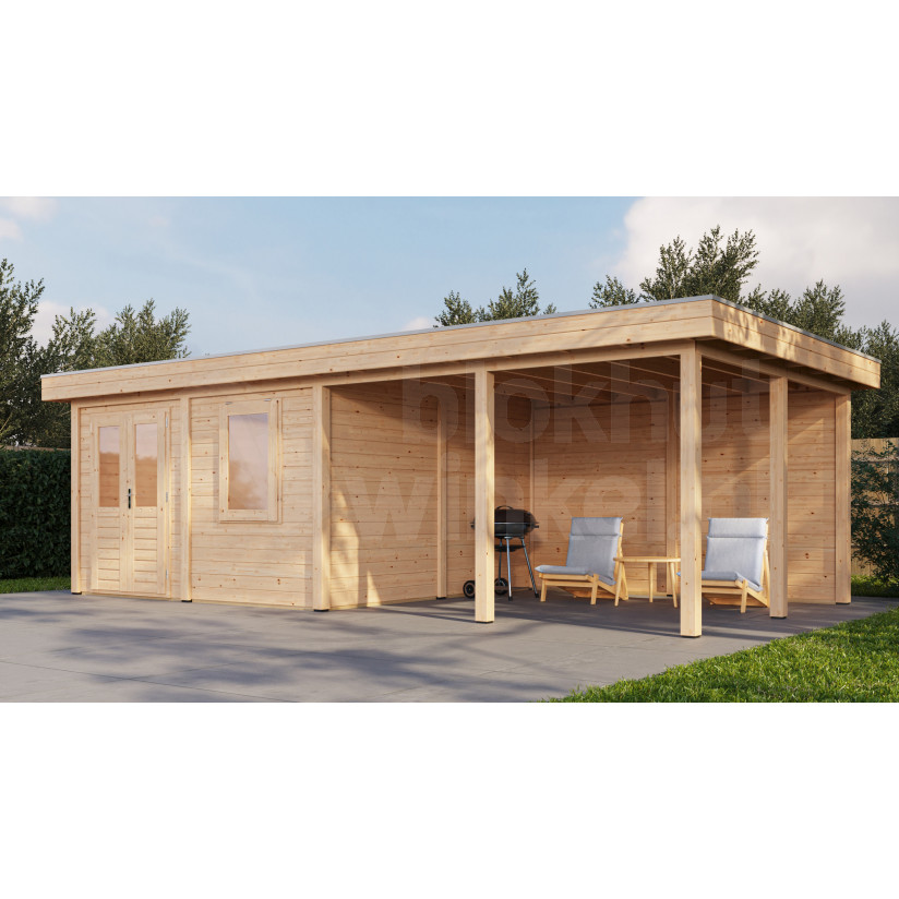 Lugarde Select Modern tuinhuis met overkapping Amstelveen 388x388cm + 400cm - Onbehandeld