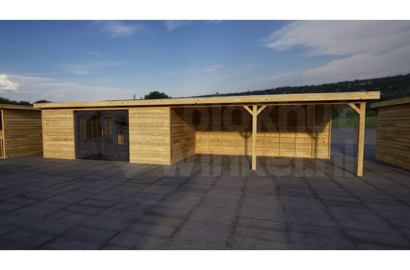 Keteldruk geimpregneerd tuinhuis met grote luifel