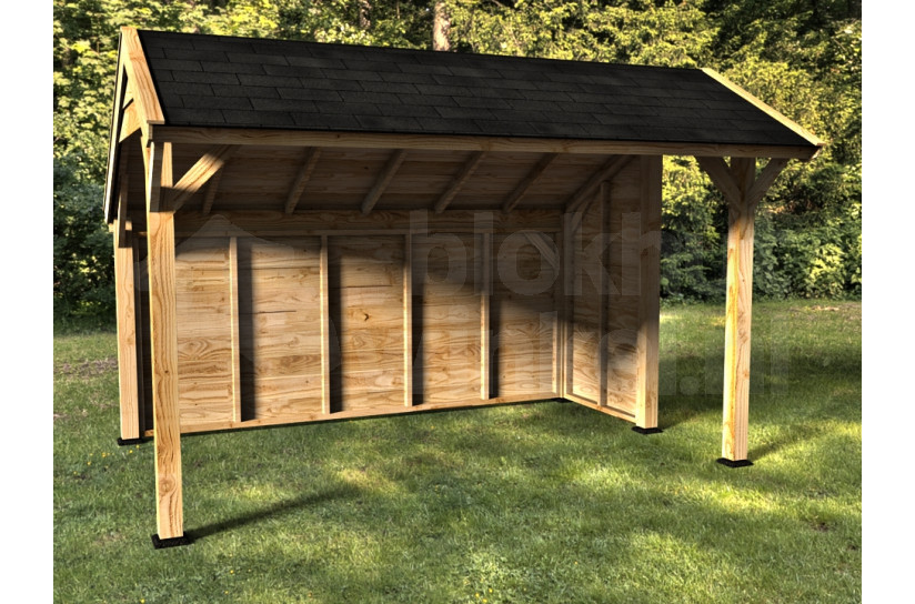 Woodvision Kapschuur Comfort 400x250 achterwand en korte zijwand enkelzijdig blank