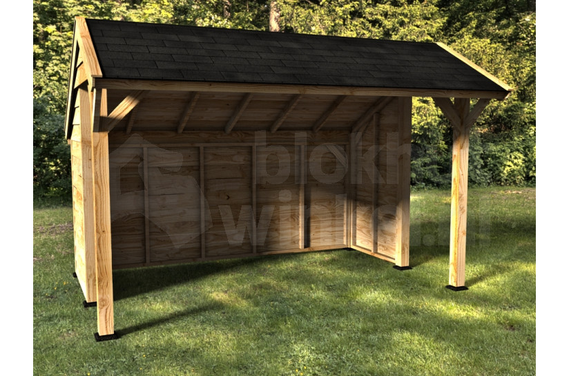 Woodvision Kapschuur Comfort 400x250 achterwand en 2x korte zijwand enkelzijdig blank