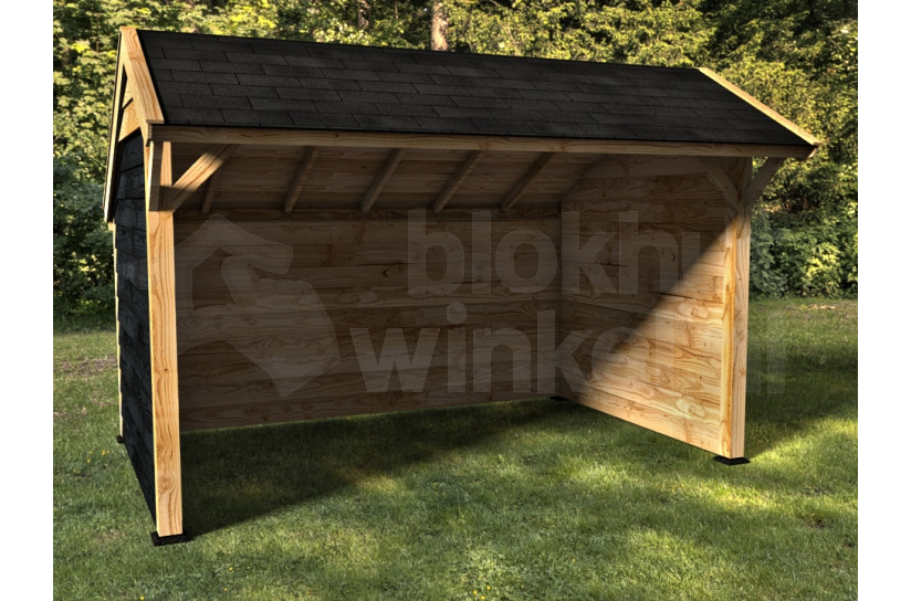 Woodvision Kapschuur Comfort 400x250 achterwand en 2x zijwand buitenzijde potdeksel zwart binnenzijde halfhouts rabat blank