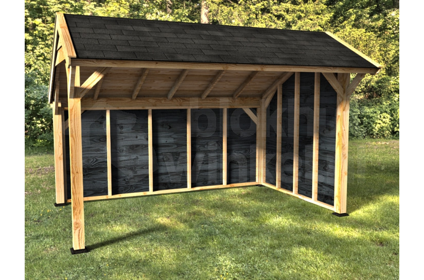 Woodvision Kapschuur Comfort 400x250 achterwand en zijwand enkelzijdig zwart