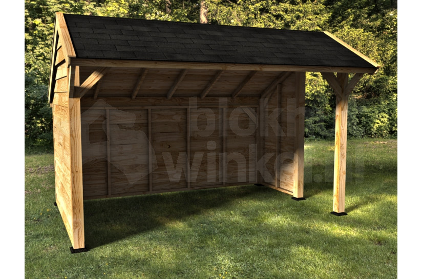 Woodvision Kapschuur Comfort 400x250 achterwand, zijwand en kort zijwand enkelzijdig blank