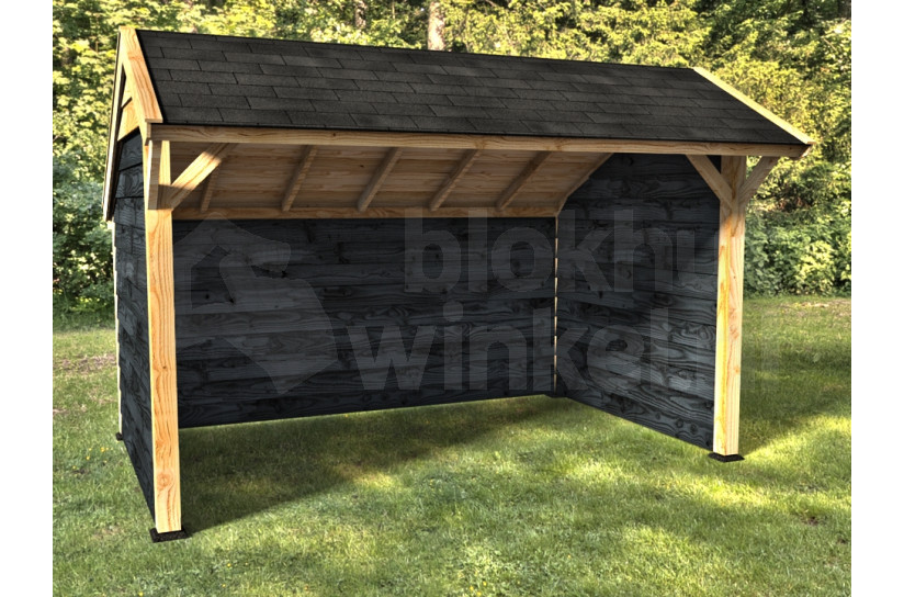 Woodvision Kapschuur Comfort 400x250 achterwand en 2x zijwand buitenzijde rabat zwart binnenzijde potdeksel zwart