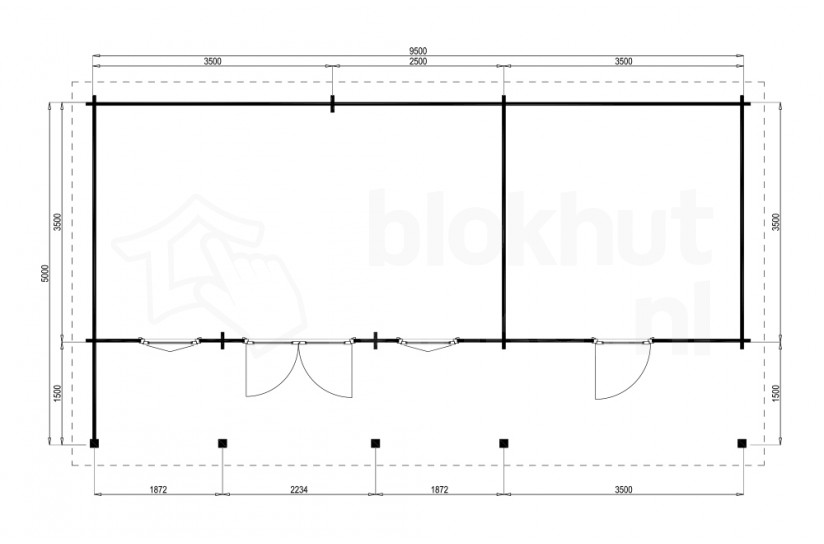 Plattegrond Lugarde blokhut Blokhut Frankfurt 500x950 geïmpregneerd