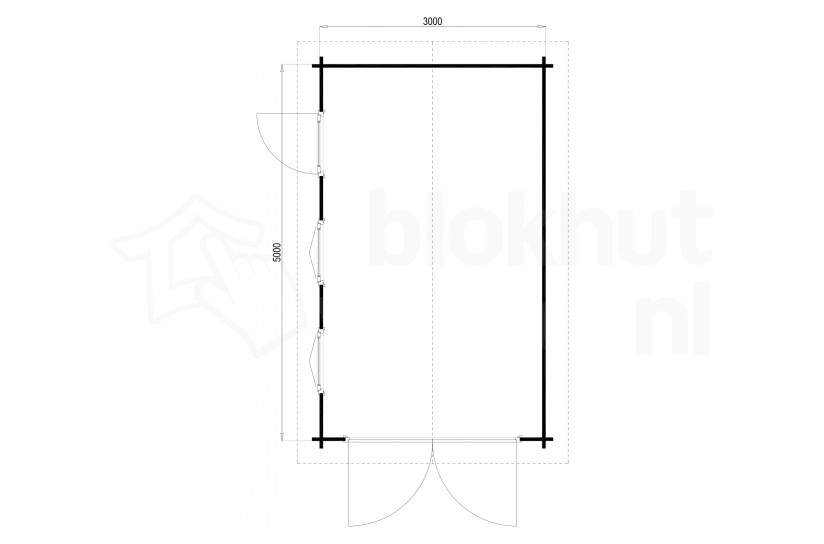Plattegrond Lugarde blokhut Garage Colorado 300x500 geïmpregneerd
