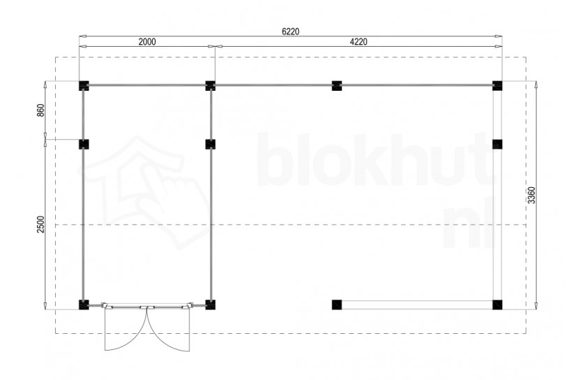 Plattegrond Lugarde blokhut Kapschuur Beaumont 336x628
