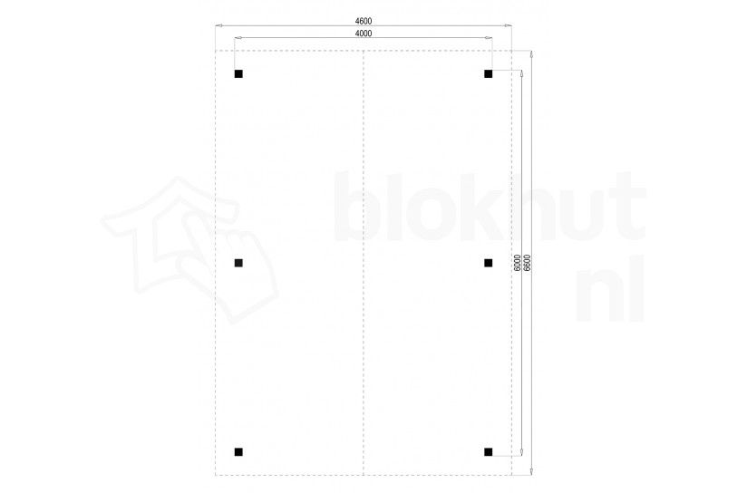 Plattegrond Lugarde blokhut Lugarde Carport 400x600cm