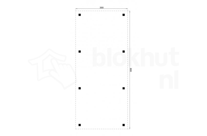 Plattegrond Houten Outback Douglas Vrijstaande Carport 350x800