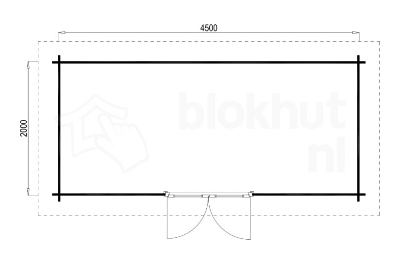 Plattegrond ProWood blokhut Hampshire 450x200