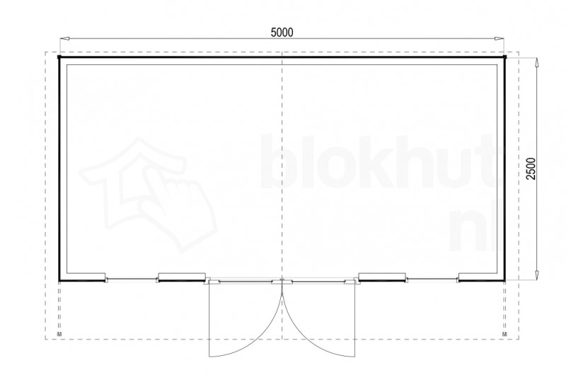 Plattegrond Woodford houtskeletbouw tuinhuis Atlanta 500x250