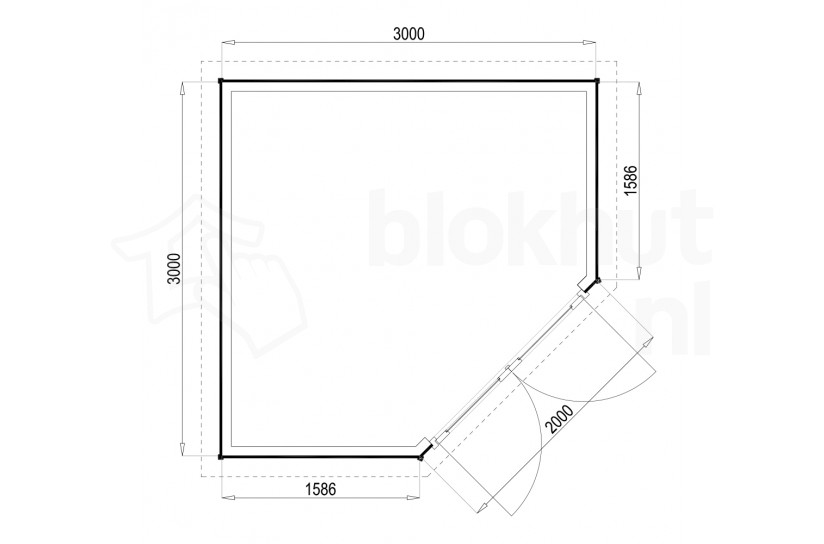 Plattegrond Woodford houtskeletbouw tuinhuis Bennington Comfort Corner 300x300