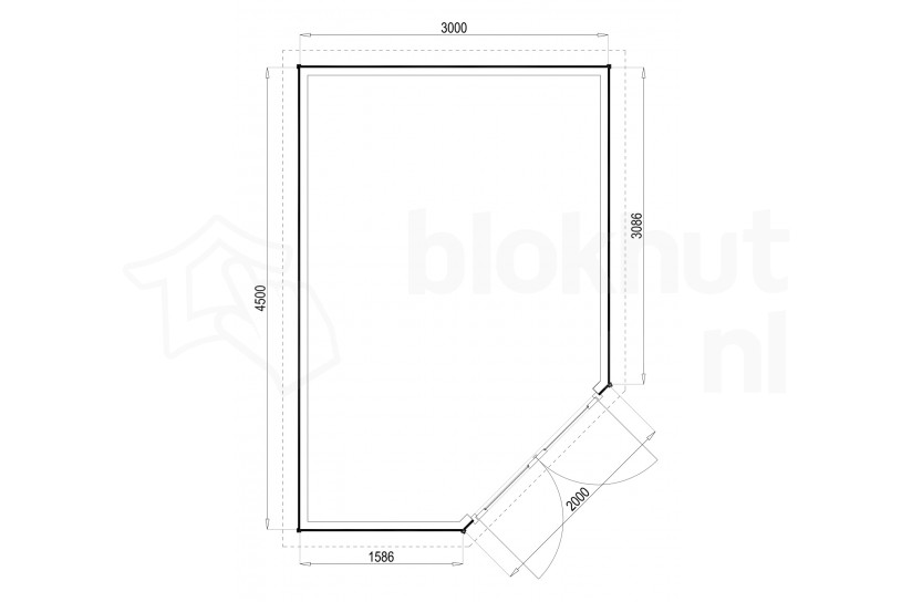 Plattegrond Woodford houtskeletbouw tuinhuis Bennington Economy Corner 300x450
