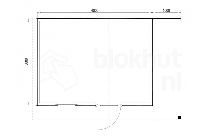 Plattegrond Woodford houtskeletbouw tuinhuis Bridgeport 400x300