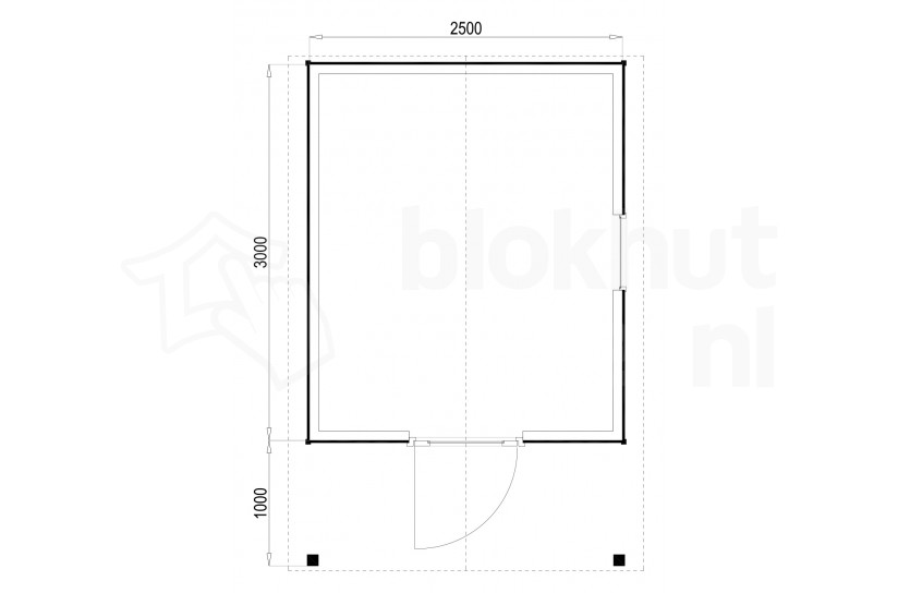 Plattegrond Woodford houtskeletbouw tuinhuis Lexington 250x300