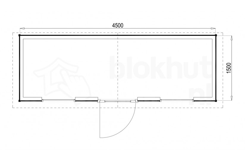 Plattegrond Woodford houtskeletbouw tuinhuis Louisville 450x150
