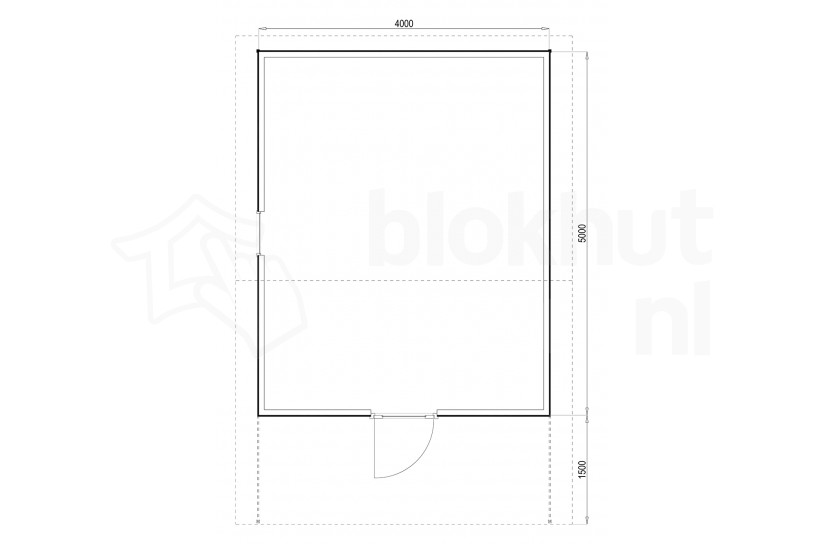 Plattegrond Woodford houtskeletbouw tuinhuis Sacramento 400x500