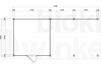 Lugarde Select Modern tuinhuis met overkapping Lelystad 300x300cm + 400cm - Zwarte olie