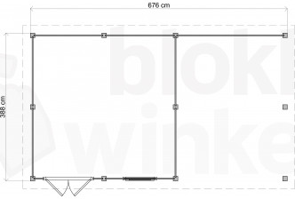 Lugarde Select Modern tuinhuis met overkapping Almere 388x388cm + 300cm - Zwarte olie