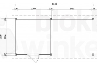 Lugarde Select Modern tuinhuis met overkapping Vught 250x250cm + 300cm - Bruine olie