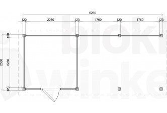 Lugarde Select Modern tuinhuis met overkapping Dordrecht 250x250cm + 400cm - Onbehandeld