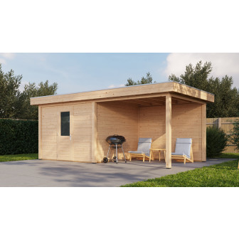 Lugarde Select Modern tuinhuis met overkapping Nunspeet 300x300cm + 300cm - Onbehandeld