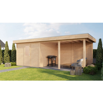 Lugarde Select Modern tuinhuis met overkapping Lelystad 300x300cm + 400cm - Onbehandeld
