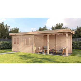 Lugarde Select Modern tuinhuis met overkapping Dronten 388x250cm + 400cm - Onbehandeld