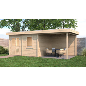 Lugarde Select Modern tuinhuis met overkapping Emmen 388x300cm + 300cm - Onbehandeld