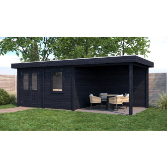 Lugarde Select Modern tuinhuis met overkapping Emmen 388x300cm + 300cm - Zwarte olie