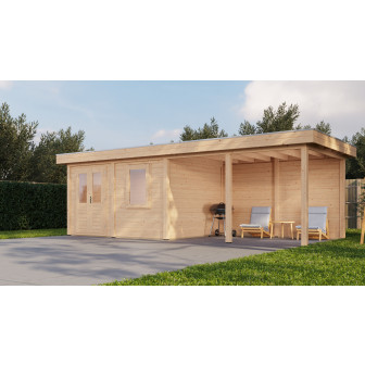 Lugarde Select Modern tuinhuis met overkapping Zutphen 388x300cm + 400cm - Onbehandeld