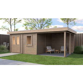 Lugarde Select Modern tuinhuis met overkapping Almere 388x388cm + 300cm - Onbehandeld