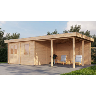 Lugarde Select Modern tuinhuis met overkapping Amstelveen 388x388cm + 400cm - Onbehandeld
