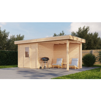 Lugarde Select Modern tuinhuis met overkapping Vught 250x250cm + 300cm - Onbehandeld