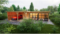 Douglas tuinhuis met carport en veranda