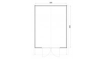 Plattegrond Woodford houtskeletbouw tuinhuis Atlanta 300x400