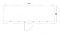 Plattegrond Woodford houtskeletbouw tuinhuis Louisville 450x150