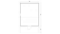 Plattegrond Woodford houtskeletbouw tuinhuis Sacramento 400x500