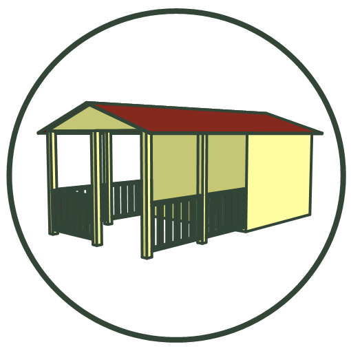 Blokhutten en tuinhuizen met veranda