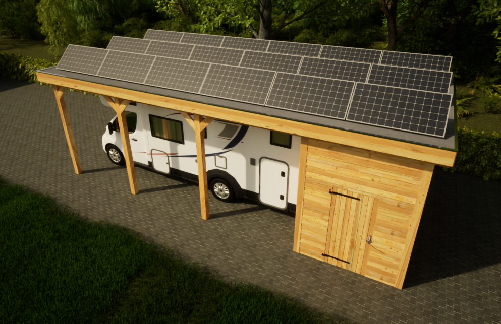 outback camper overkapping met zonnepanelen